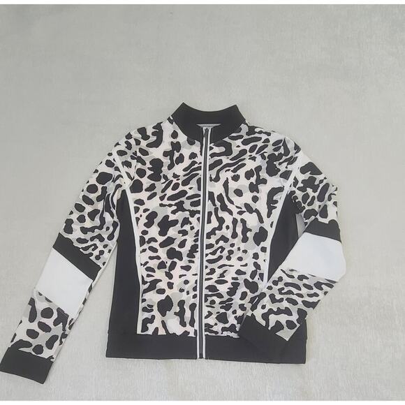 Tail Athleisure women's long sleeve full zipper leopard print Sz small Mob wife - Picture 3 of 13